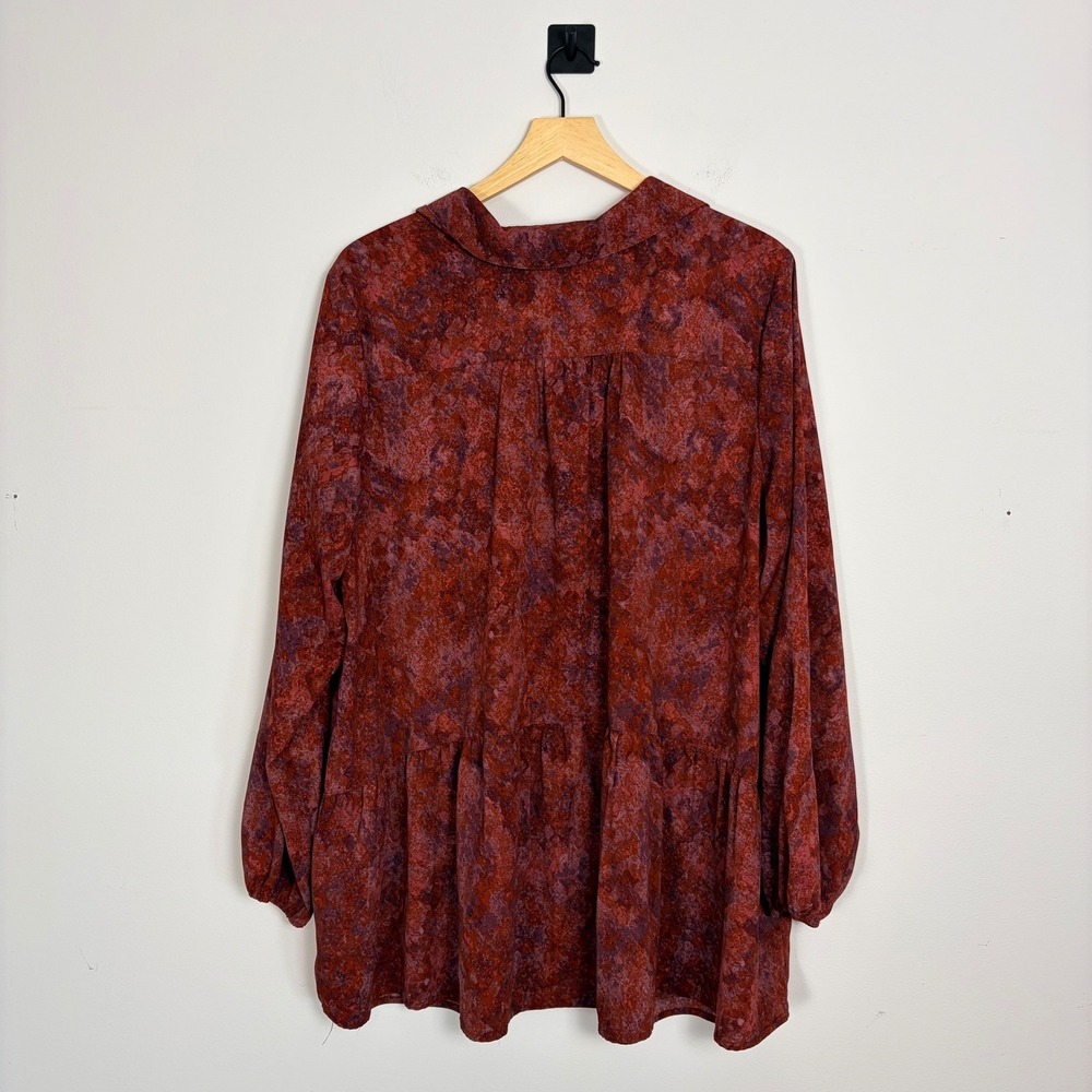 LOGO by Lori Goldstein Tunic Shirt Long Sleeve Button Up 1X Peplum Blouse Woven - Picture 6 of 6